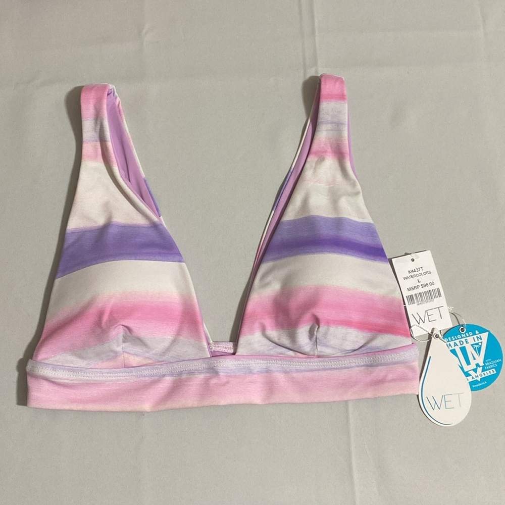 WET Watercolor Bikini Top Bralette Style Women's Size L